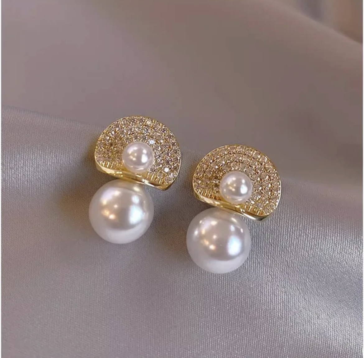 Zircon D Pearl Stud Korean Earring