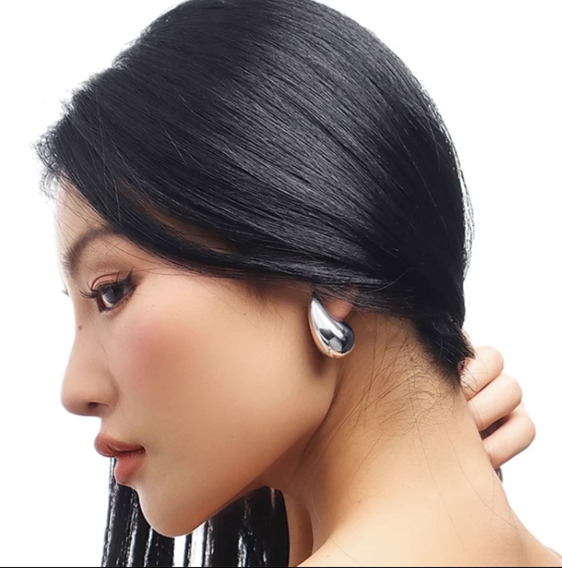 Silver Tear Drop Korean Earring
