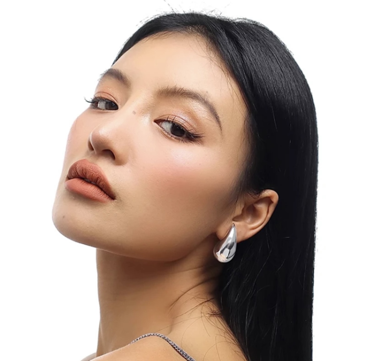 Silver Tear Drop Korean Earring