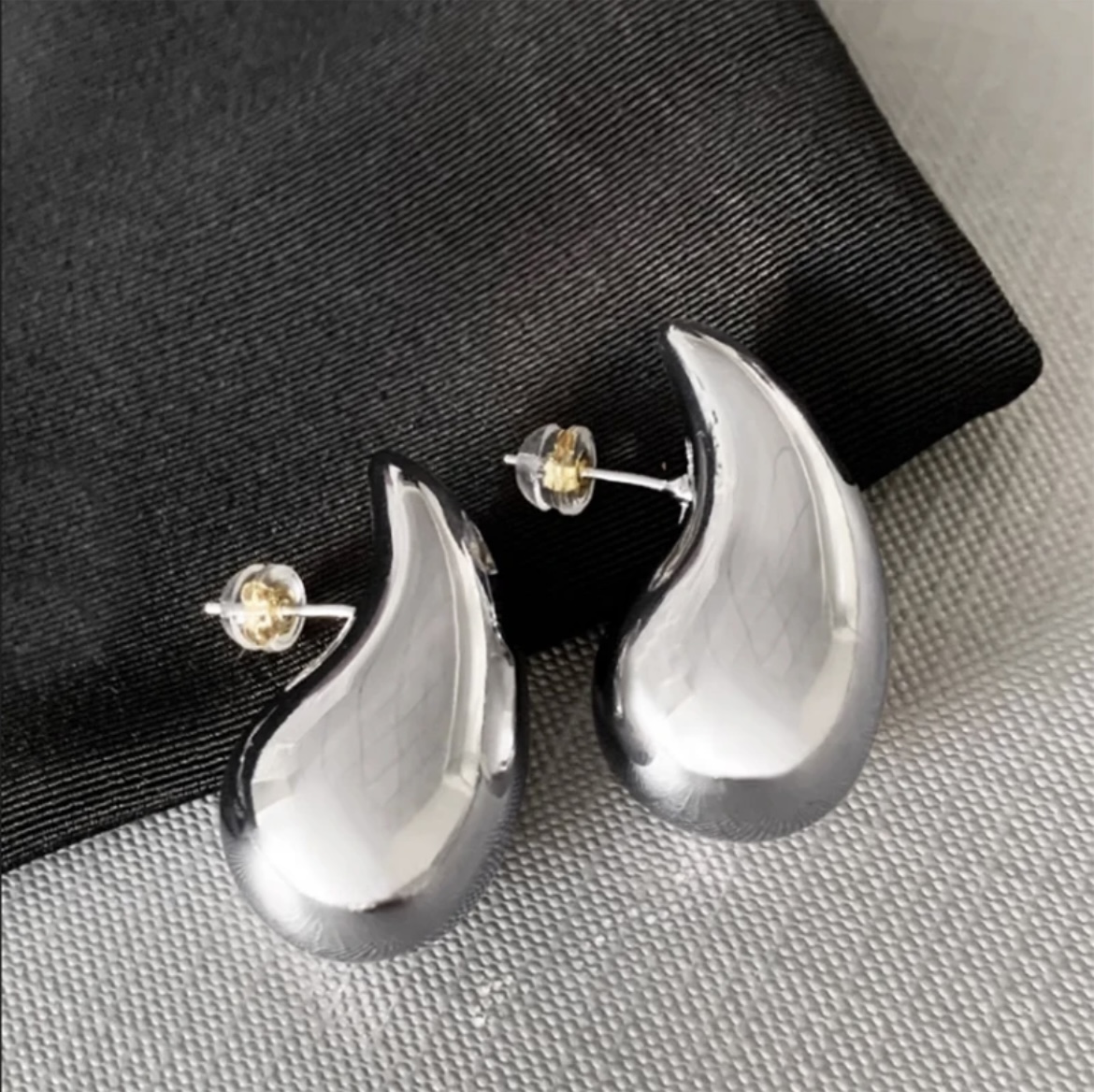 Silver Tear Drop Korean Earring