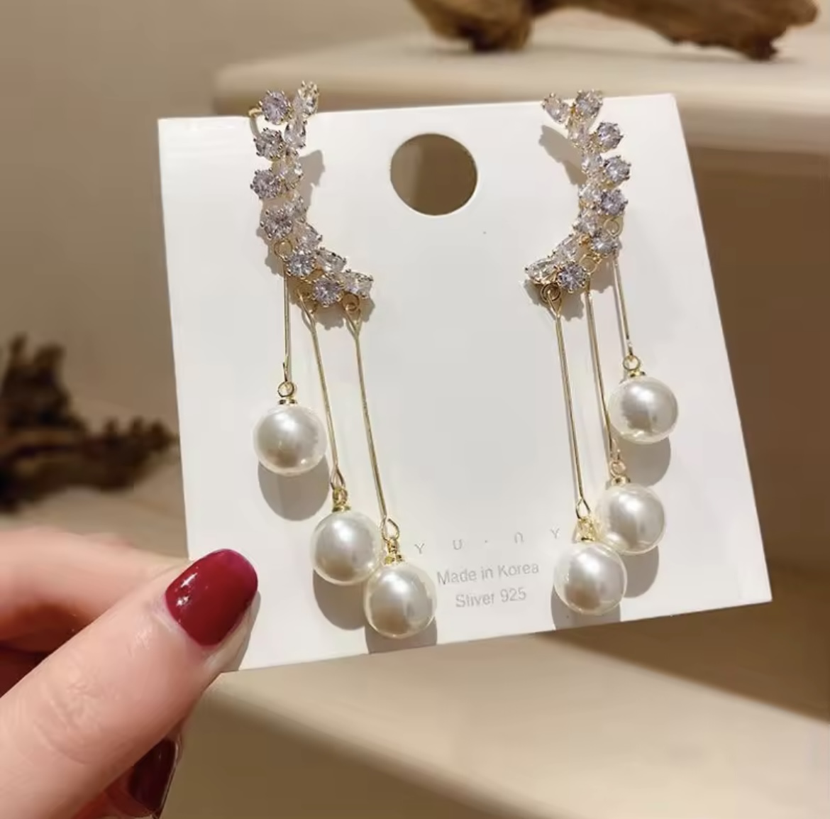 Gold Plated Rhinestone Ear cuff Pattern Earring